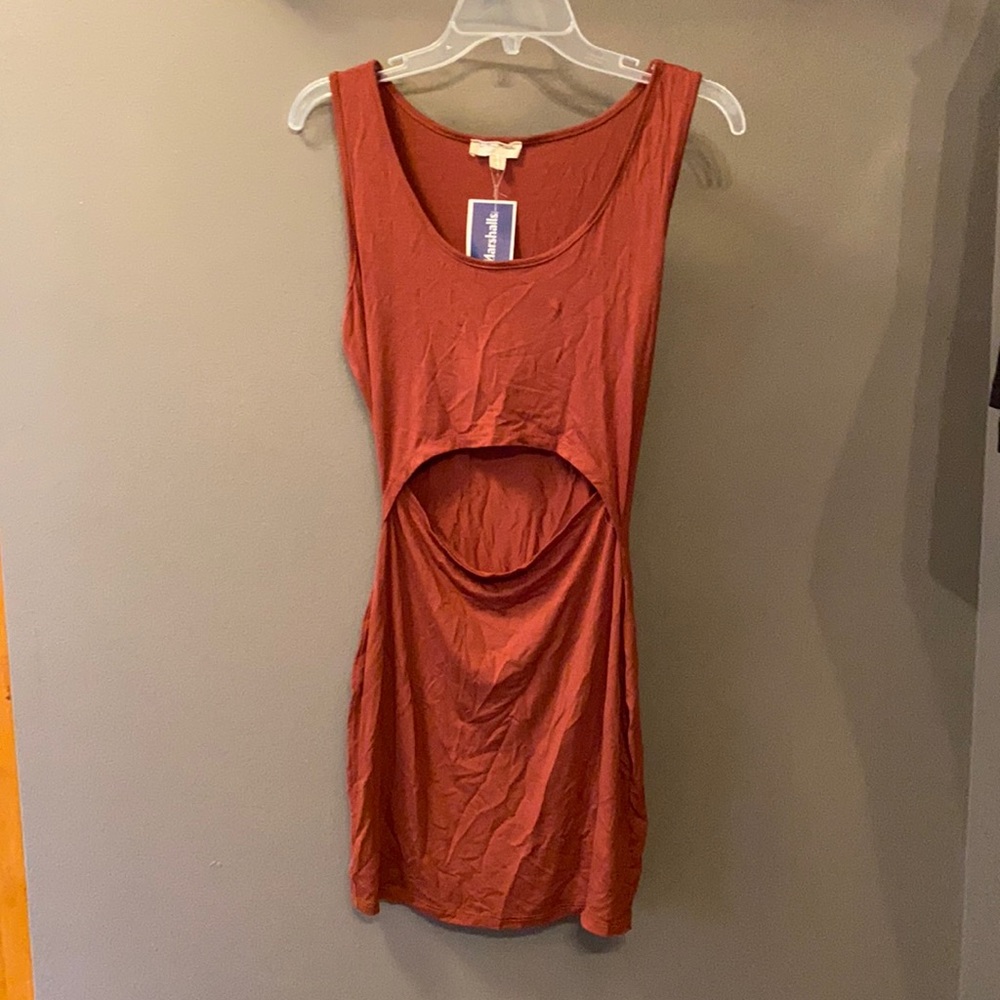 Burnt Orange Peek-a-Boo Dress